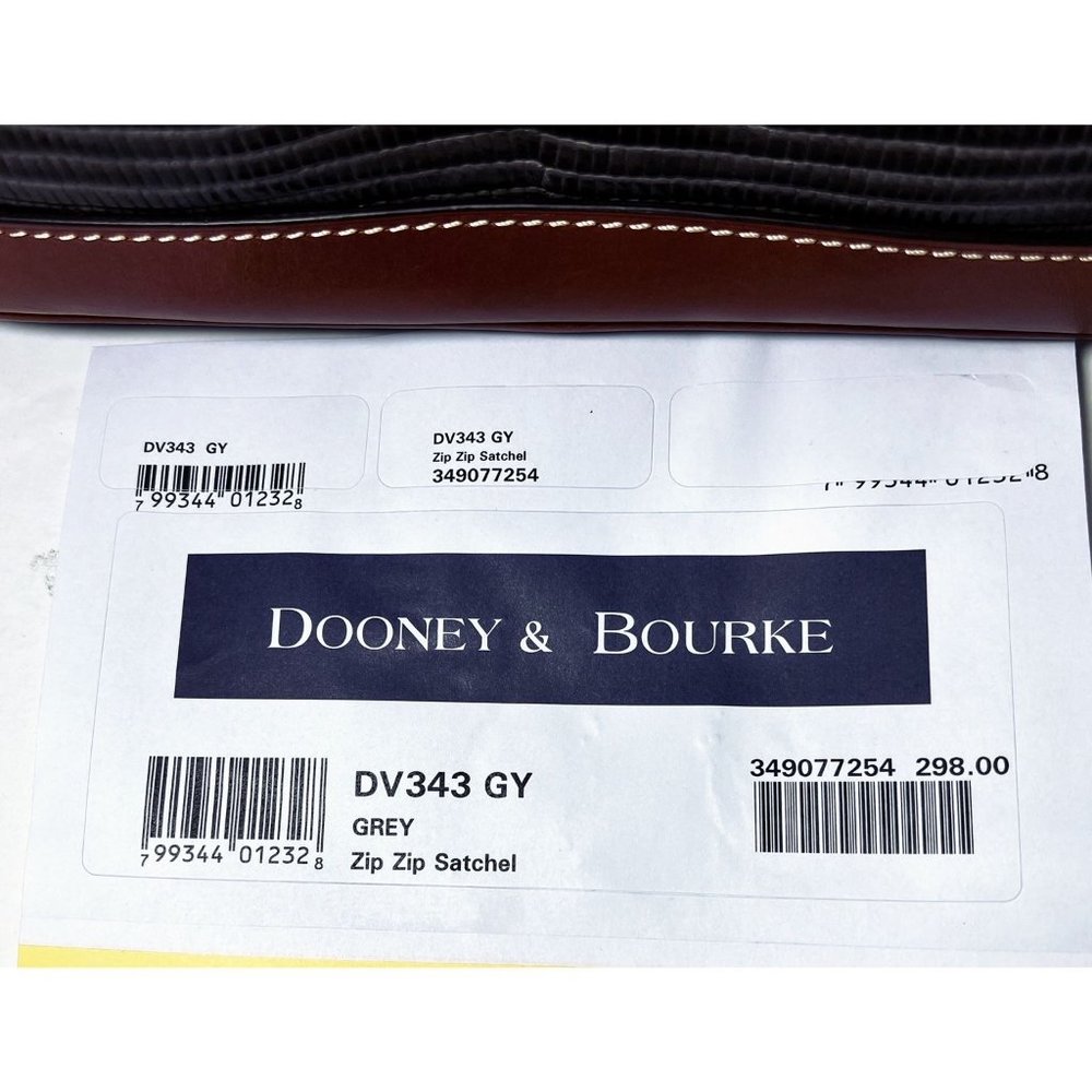 SOLD Dooney & Bourke Womens Grey Leather Lizard Embossed Zip Zip Satchel Handbag - Picture 9 of 14